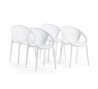 Lot de chaises AMBRA en polypropylène renforcé, empilables, Usage intérieur et extérieur (4 Chaises, Blanc)