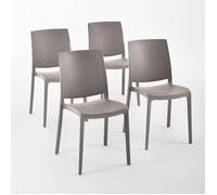 Lot de chaises Carmen en polypropylène renforcé, empilables, Usage intérieur et extérieur (4 Chaises, Gris tourterelle)