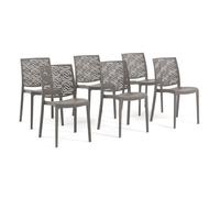 Lot de chaises Malika en polypropylène renforcé, empilables, Usage intérieur et extérieur (6 Chaises, Gris tourterelle)