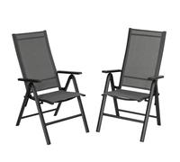 Lot de chaises pliantes aluminium Textilène pour extérieur, dossier 7 positions