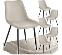 Lot de chaises - TECTAKE - ensemble de chaises, monroe, rembourrées, coque ergonomique, pieds acier, 48 x 59 x 82,5 cm - crème