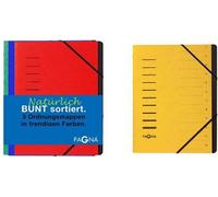 Lot de chemises d'archivage à 12 compartiments « Basic » assorties, lot de 3 pièces, rouge, bleu, vert & 40059-05 Chemise d'archivage, 12 compartiments, 1-12, jaune