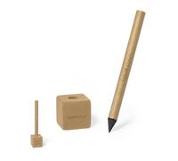 Lot de crayons éternels personnalisés respectueux de l'environnement avec support et gomme cube - Ensemble de crayons d'écriture infinie en carton recyclé