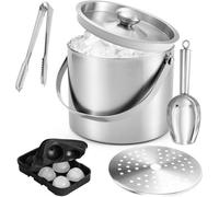 Lot de cuillères à glace en silicone avec passoire et bac à glaçons, coupe à glace à double paroi avec couvercle, seau à champagne en acier inoxydable