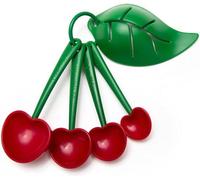 Lot de cuillères doseuses rouges comprenant un séparateur d'œufs, une cuillère à mesurer, une cuillère à café et une cuillère à thé