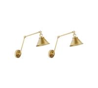 Lot de de 2 Lampes Murales E27 Max 40W en Métal Doré à Bras Flexible Industriel
