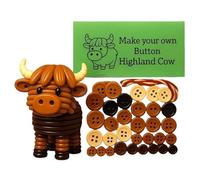Lot de décorations de Noël avec boutons en ABS - 4 x 5 cm - Kit d'ornements avec design de bricolage - Vacances - Anniversaire - Kit de bricolage avec vache des Highland - Cadeau de décoration