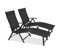 Lot de deux bains de soleil Toulouse Garden Point en aluminium noir