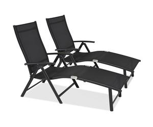 Lot de deux bains de soleil Toulouse Garden Point en aluminium noir