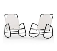 Lot De Deux Chaises Longues À Bascule Acier Et Textilène Crème Helloshop26 02_0011964 Multicolore