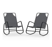 Lot De Deux Chaises Longues À Bascule Acier Et Textilène Gris Helloshop26 02_0011971 Multicolore