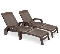 Lot de deux chaises longues Bahama Bica en technorattan marron