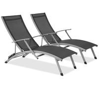 Lot de deux chaises longues de jardin anthracite Salto Garden Point
