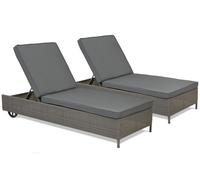 Lot de deux chaises longues en techno rotin anthracite