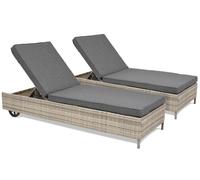 Lot de deux chaises longues en techno rotin gris clair