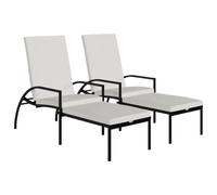Lot De Deux Chaises Longues Transat Avec Repose-Pied Résine Tressée Noir Helloshop26 02_0011909 Multicolore