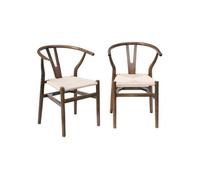 sweeek - Lot de Deux chaises Vintage Marron Vieilli en Bois d'hévéa avec Assise en Cordes et Dossier Arrondi