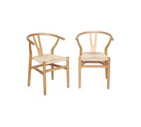 sweeek - Lot de Deux chaises Vintage Naturelles en Bois d'hévéa avec Assise en Cordes et Dossier Arrondi