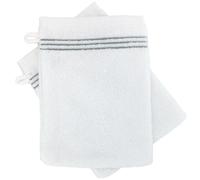 Lot de deux gants de toilette 16x21 cm pur coton collection HORIZON rayures vert