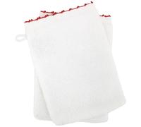 Lot de deux gants de toilette 16x21 cm pur coton collection ORLA avec picueta rose