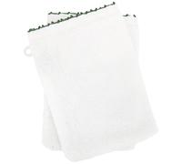 Lot de deux gants de toilette 16x21 cm pur coton collection ORLA avec picueta vert
