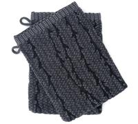 Lot de deux gants de toilette 16x21 cm pur coton collection OSAKA feuillage gris