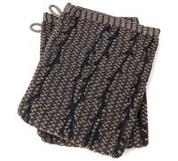 Lot de deux gants de toilette 16x21 cm pur coton collection OSAKA feuillage marron