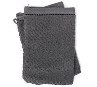 Lot de deux gants de toilette 16x21 cm pur coton collection OSAKA fleurs gris