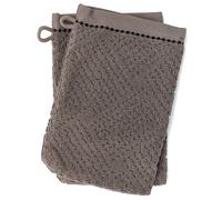 Lot de deux gants de toilette 16x21 cm pur coton collection OSAKA fleurs marron