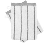 Lot de deux gants de toilette 16x21 cm pur coton collection PURE LIGHT motif rayures gris