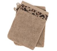 Lot de deux gants de toilette 16x21 cm pur coton collection WILD II jaune