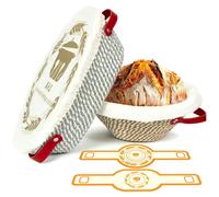 Lot de deux paniers de fermentation, un rond de 24 cm et un ovale de 28 cm, avec insert en lin
