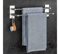Lot de deux porte-serviettes en acier inoxydable, autocollants, 2 crochets