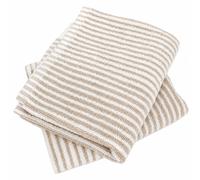 Lot de deux serviettes invité 33x50 cm pur coton collection HORIZON rayures beige