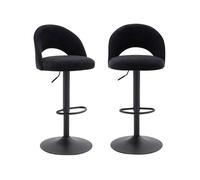Alice's Garden sweeek - Lot de Deux tabourets de Bar Ajustables métal et Tissu Noir. Pied Noir - L 49 x P 49 x H 88.5-110cm - Abby