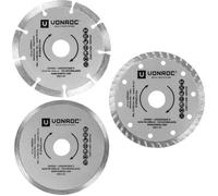 Lot de disques à tronçonner diamant universels - 3 pièces - Segmenté Turbo et à bord plein - Ø 125 x 1 2 x 22 2 mm - AG806AA