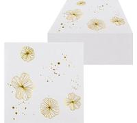 Lot de feuilles de cocktail dorées brillantes à motifs floraux, 33 x 33 cm, serviettes en papier dorées, paquet de 100