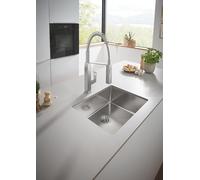 Lot de GROHE Évier en acier inoxydable K700U 31574SD1+ GROHE Mitigeur de cuisine évier Eurocube, chromé, 31395000