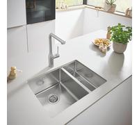 Lot de GROHE Évier en acier inoxydable K700U 595 x 450 mm Inox 31577SD1 + GROHE mitigeur évier Essence 30270dc0, Supersteel