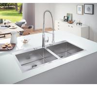 Lot de GROHE Évier en acier inoxydable K800 31585SD1 + GROHE K7 Mitigeur de Cuisine, Bec Professionnel, Chromé, 32950000