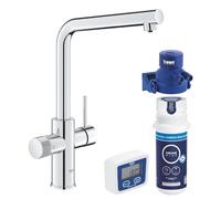 Lot de GROHE Minta Robinet de cuisine compatible filtration Blue, 30600000 + GROHE Blue Filtre à eau sous évier - Kit de démarrage pour filtre à charbon actif, 41136000