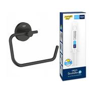 Lot de GROHE QuickFix Start, Dérouleur de Papier Toilette Mural sans Couvercle, Noir Mat, 412002430 + GROHE QUICKFIX, Kit 1 seringue colle pour accessoires de salle de bains, 41127000