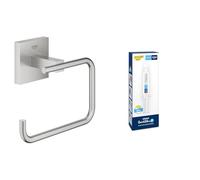 Lot de GROHE Start Cube Dérouleur de Papier Toilette Mural (Sans Couvercle, Fixations Cachées, Métal, Supersteel), 40978DC0 + GROHE Kit colle Quickglue A1, 41127000