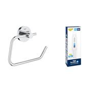Lot de GROHE Start Cube Dérouleur de Papier Toilette Mural sans Couvercle, Métal, Chromé, 41200000 + GROHE QUICKFIX, Kit 1 seringue colle pour accessoires de salle de bains, 41127000