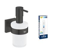Lot de GROHE Start Cube Distributeur de Savon avec Support, Noir Mat, 410982430 + GROHE Kit Colle Quickglue A1, 41127000