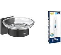 Lot de GROHE Start Cube Porte Savon avec Support pour Salle de Bain, Noir Mat, 410962430 + GROHE Kit Colle Quickglue A1, 41127000