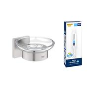 Lot de GROHE Start Cube Porte Savon avec Support pour Salle de Bain, Supersteel, Chromé, 41096DC0 + GROHE Kit colle Quickglue A1, 41127000