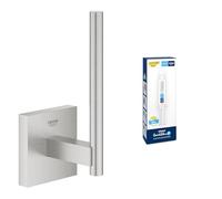 Lot de GROHE Start Cube Réserve de Papier Toilette Mural, Fixations Cachées, Métal, Supersteel, 40979DC0 + GROHE Kit colle Quickglue A1, 41127000