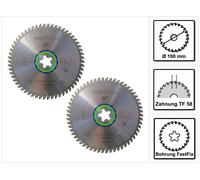 Lot de lames de scie circulaire spéciales Festool TF58 2x 190 x 2,6 mm 190 mm (2x 492051) 58 dents