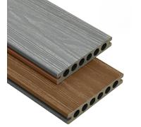 Lot de lames de terrasse WPC - 40 m² - Marron et gris - 2,2 m | 23 mm d'épaisseur, coextrusion, imperméable, pour terrasse, balcon